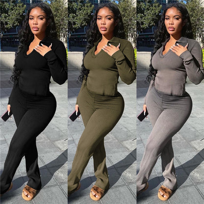 Ribbed Knit Two-Piece Set