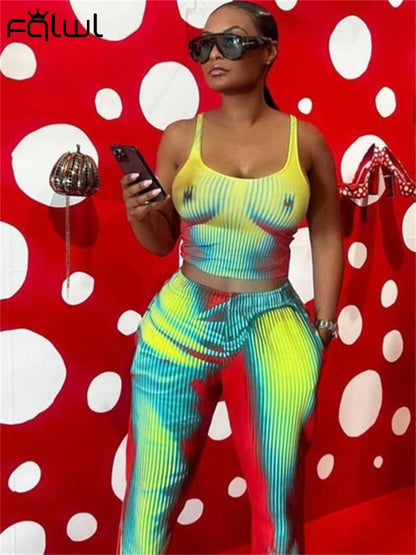 Tie-Dye Crop Top and Pants Set