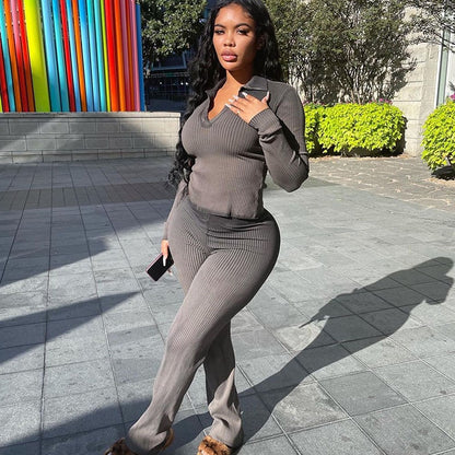 Ribbed Knit Two-Piece Set