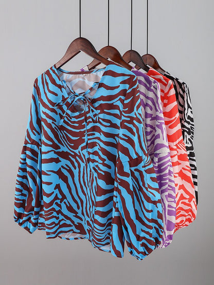Zebra V-Neck Blouse