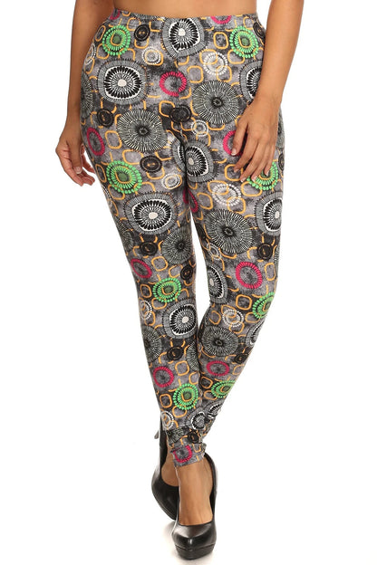 Plus-Size Abstract-Print Leggings