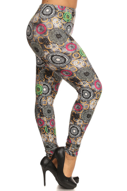 Plus-Size Abstract-Print Leggings