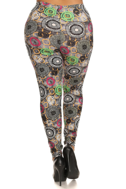 Plus-Size Abstract-Print Leggings