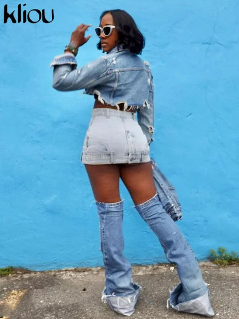 Denim Classic Hip Skirts Women 2023 Casual All-Matched High Waist Zip-Up Button Skinny Bottoms Female Hipster Streetwear