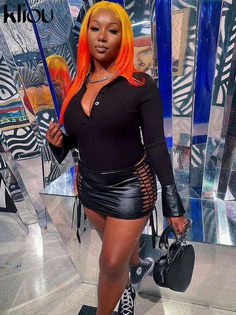 Hollow Out Weaved Hip Skirt Women Sexy Hipster Solid Unique Design See through Body-Shaping Mid Waist Clothing Street Jurk