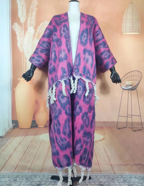 Winter Fashion African Women 2023 Fuzzy Long Cardigans plus Size American Blogger Loose Warm Cashmere Duster Coat for Lady