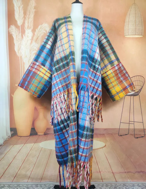 Winter Fashion African Women 2023 Fuzzy Long Cardigans plus Size American Blogger Loose Warm Cashmere Duster Coat for Lady