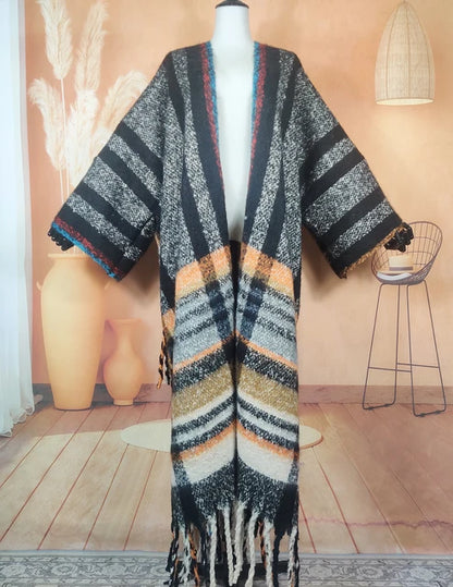 Winter Fashion African Women 2023 Fuzzy Long Cardigans plus Size American Blogger Loose Warm Cashmere Duster Coat for Lady