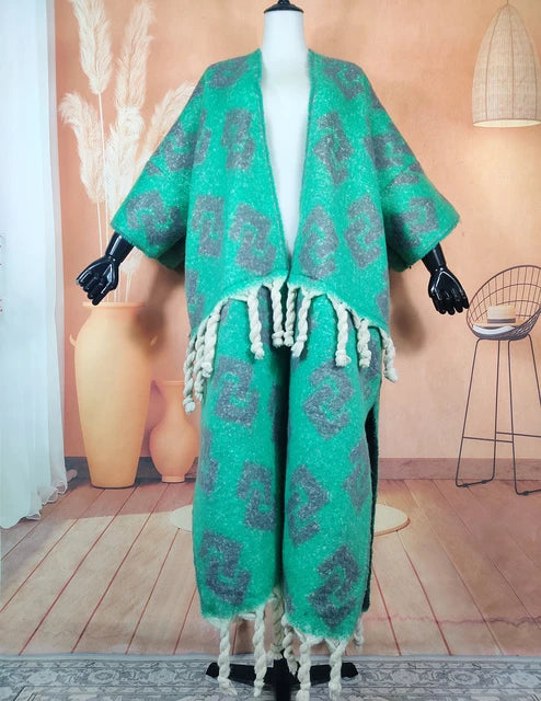 Winter Fashion African Women 2023 Fuzzy Long Cardigans plus Size American Blogger Loose Warm Cashmere Duster Coat for Lady