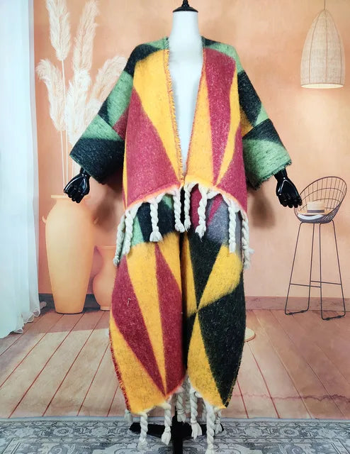 Winter Fashion African Women 2023 Fuzzy Long Cardigans plus Size American Blogger Loose Warm Cashmere Duster Coat for Lady