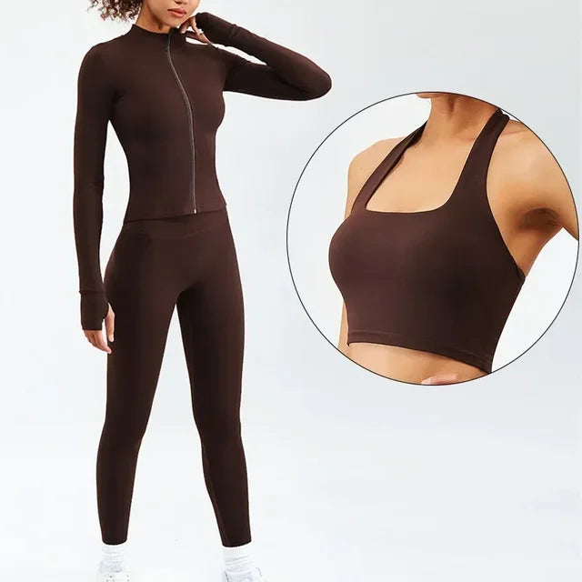 Workout Sport Waist High Set Yoga Sportwear Fitness Clothes Female for Women Suit Outfit Activewear Gym