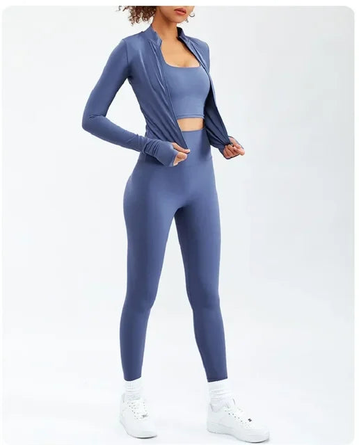 Workout Sport Waist High Set Yoga Sportwear Fitness Clothes Female for Women Suit Outfit Activewear Gym