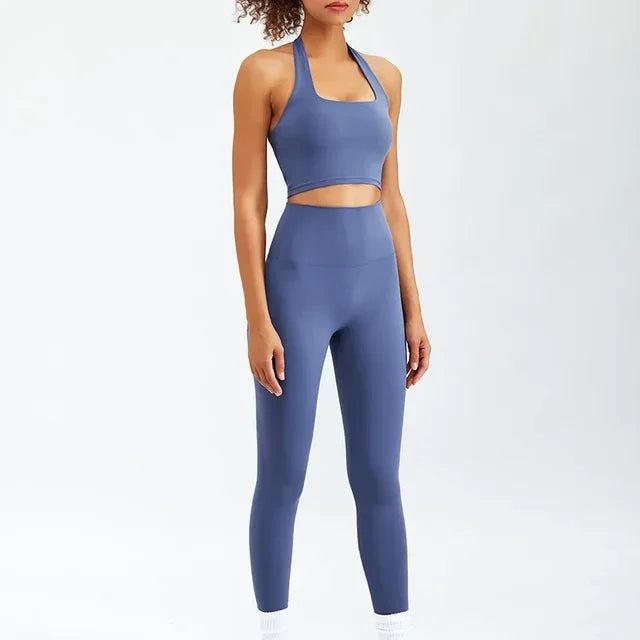 Workout Sport Waist High Set Yoga Sportwear Fitness Clothes Female for Women Suit Outfit Activewear Gym