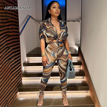 Abstract-Print Sheer Mesh Set