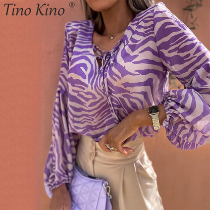 Zebra V-Neck Blouse