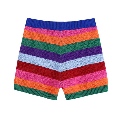 Contrast Knit Tank and Shorts Set