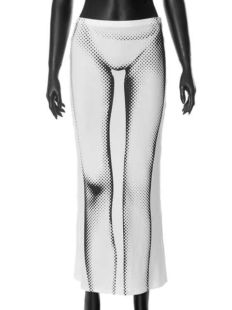 Summer Women Mid-Calf Streetwear Milk Silk Hip Skirt Y23SK434 Hipster Girl Body Print Dropped Slim Dress All-Match Bottoms